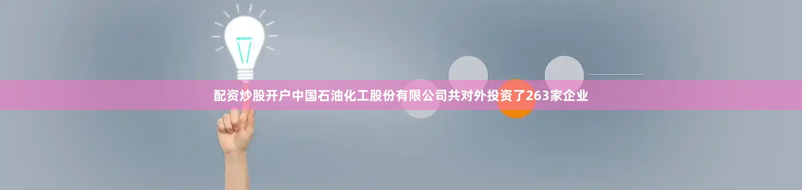 配资炒股开户中国石油化工股份有限公司共对外投资了263家企业